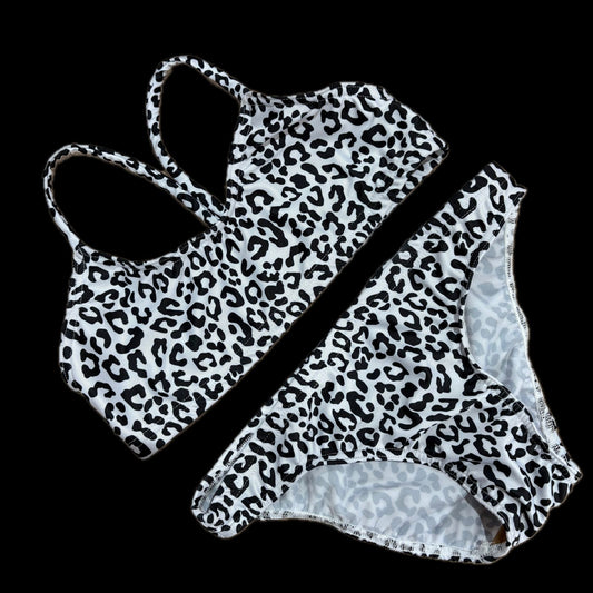 Rippled Effect Girls Two-Piece - white Leopard