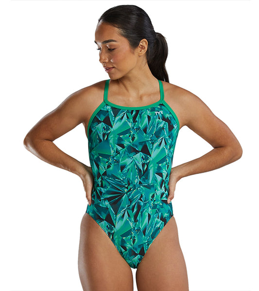 TYR Women One Piece Durafast Elite Crystalized Diamond Fit - Green