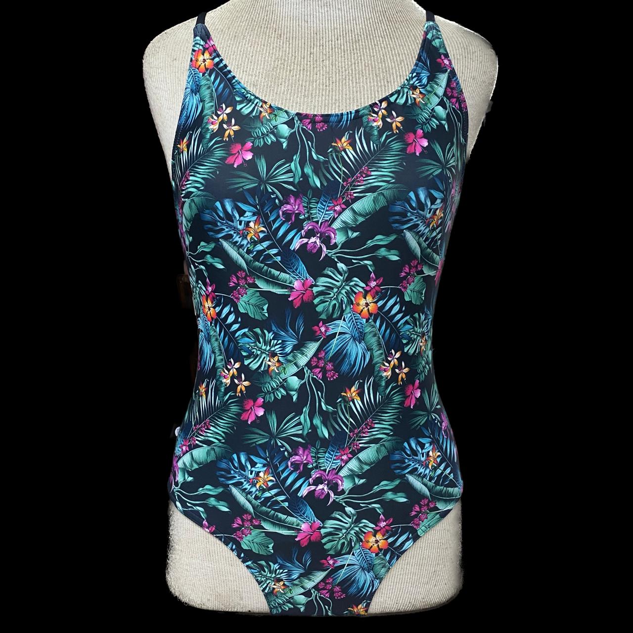 Rippled Effect Girls One Piece - Funky Floral