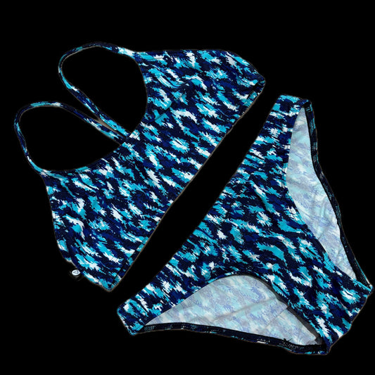 Rippled Effect Womens Two-Piece: Shades of Blue