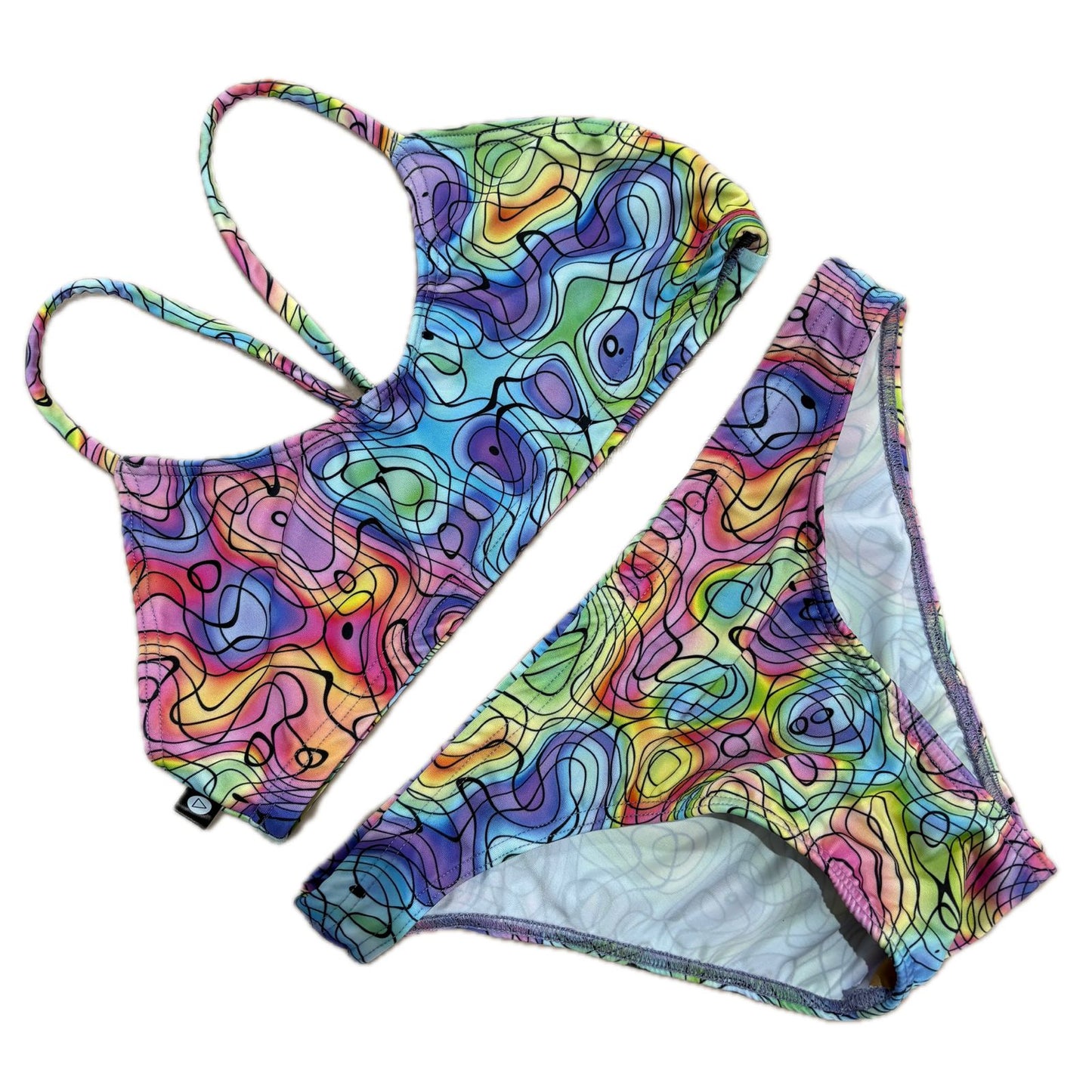Rippled Effect Womens Two-Piece: Rainbow Doodles