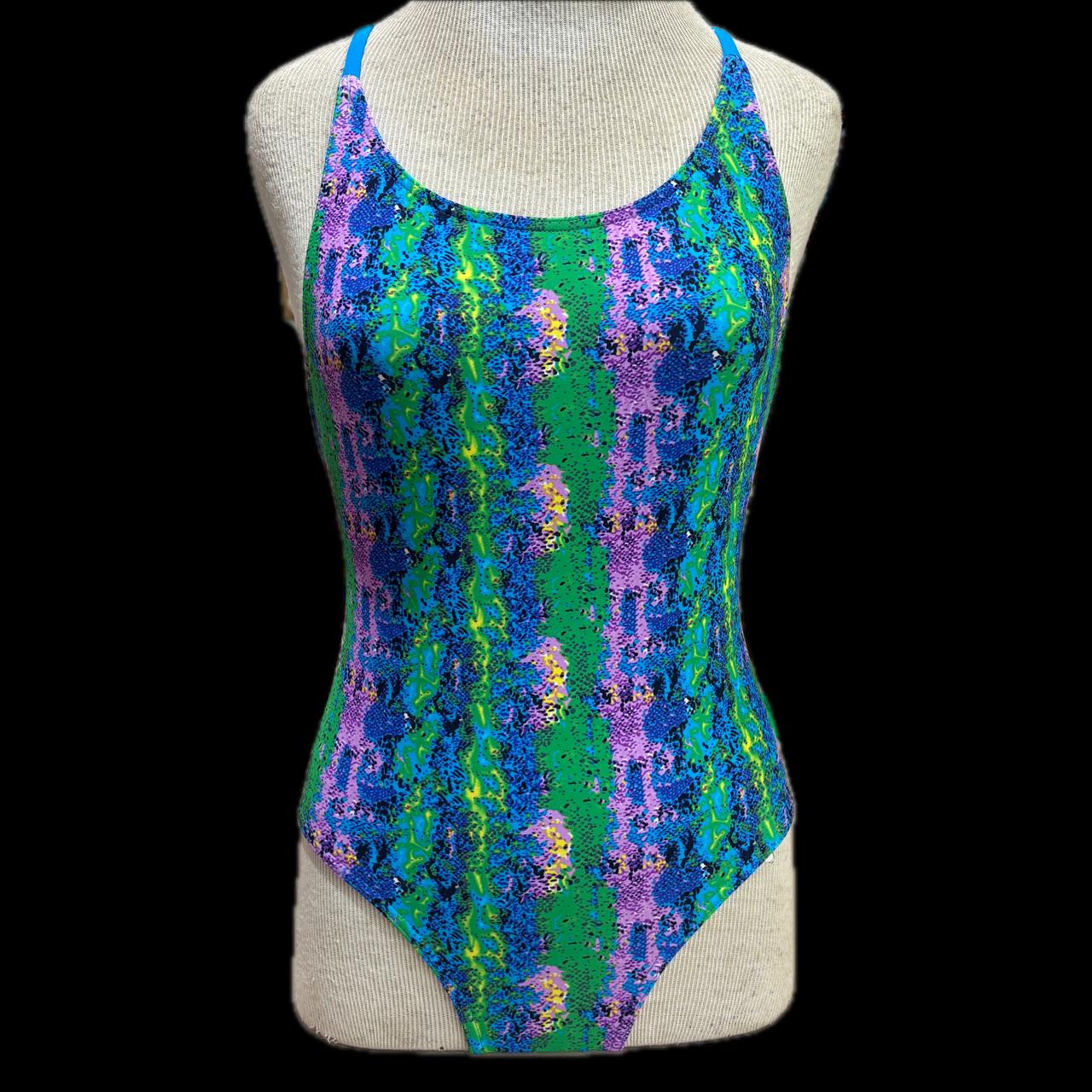 Rippled Effect Girls One Piece - Creative stripes