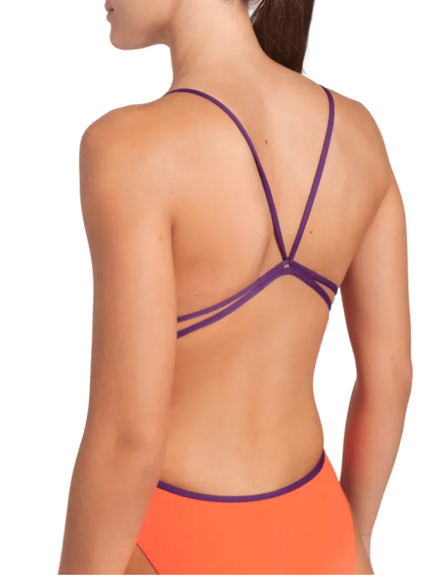 Arena Women's Lace Back Solid - Bright coral