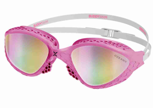 Buddyswim OzeanX Goggles Pink/white iridium mirror