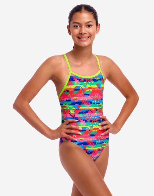 Funkita Girl's Single Strap One Piece - Free Foliage