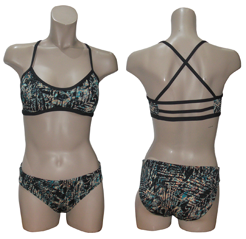 TYR Women Sabal Trinity Fit Two Piece Work Out Bikini - Black/Multi