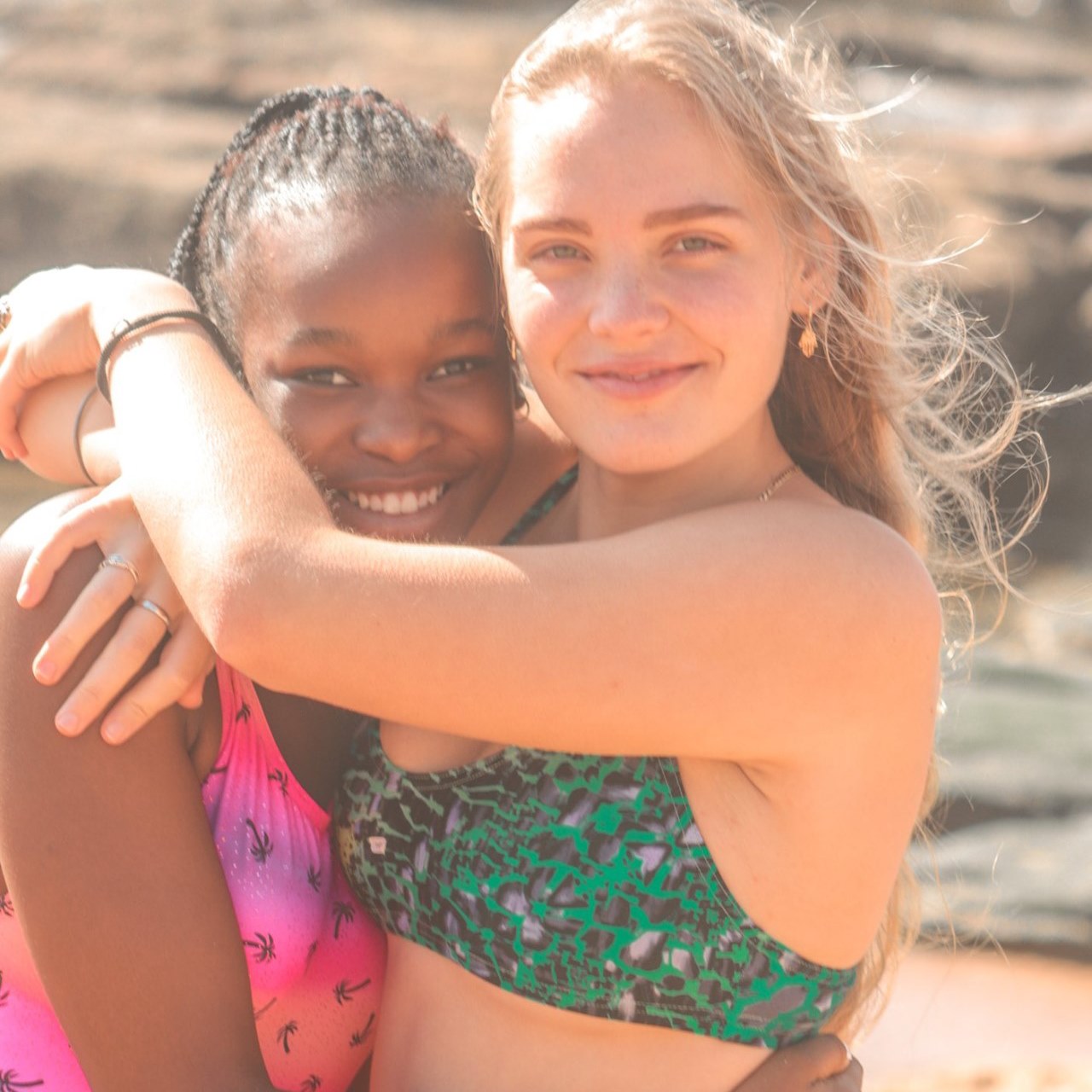 Rippled Effect Womens Two-Piece: Shades of Blue