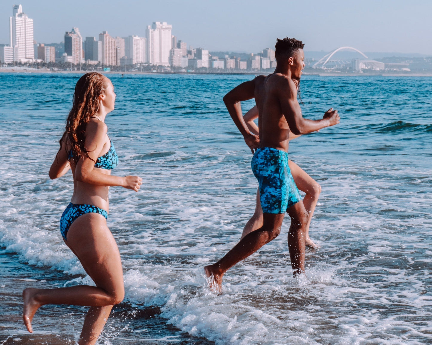 Rippled Effect Womens Two-Piece: Shades of Blue