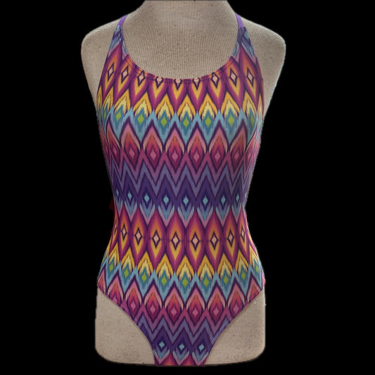Rippled Effect Girls One Piece - Zigzag
