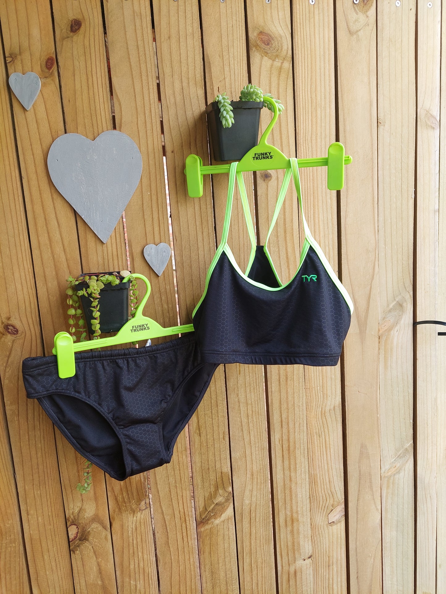 TYR Durafast Two-Piece Bikini Hexa Print - Black/Lime
