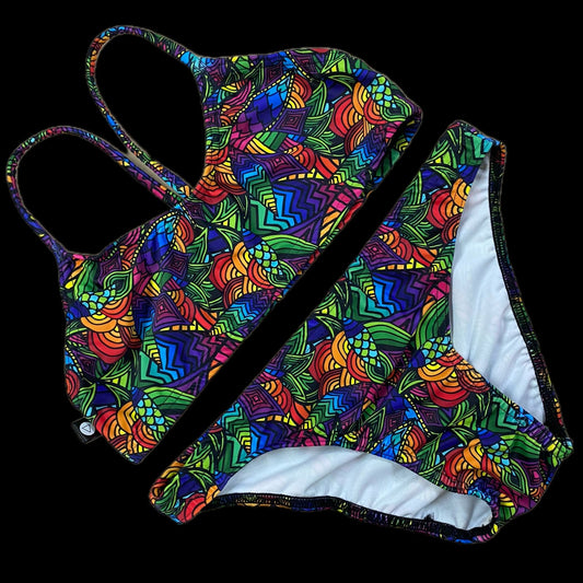 Rippled Effect Girls Two-Piece: Colour explosion