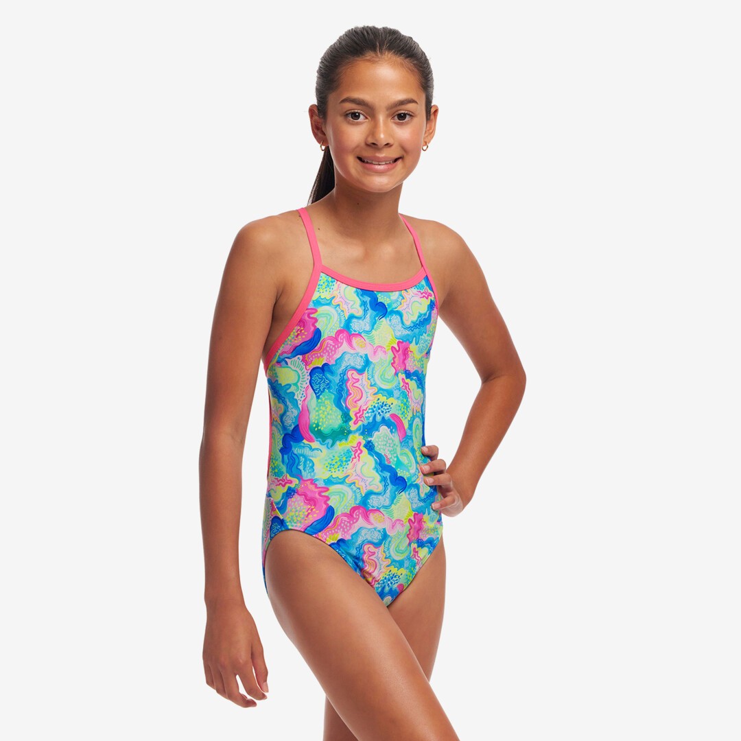 Funkita Girls Single Strap One Piece - Olive Oily