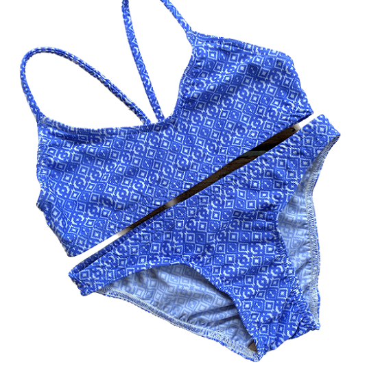 Rippled Effect Womens Two-Piece Blue Mosaic