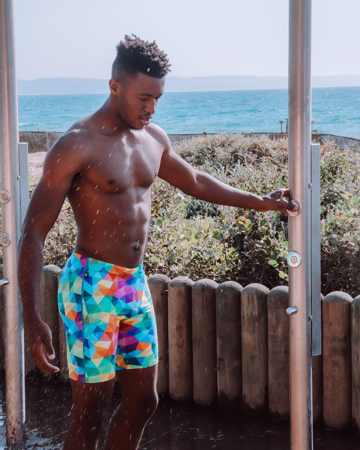 Rippled Effect Mens Jammers - Blue Swirls