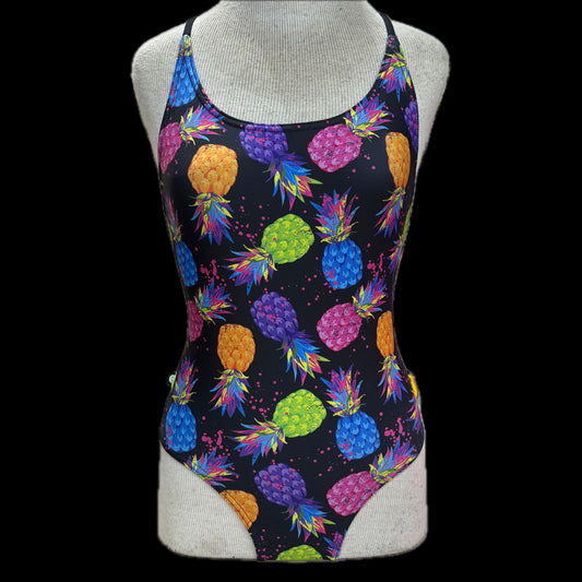 Rippled Effect Girls One Piece - Pineapples