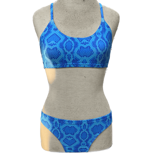 Rippled Effect Womens Two-Piece - Blue Snakeskin