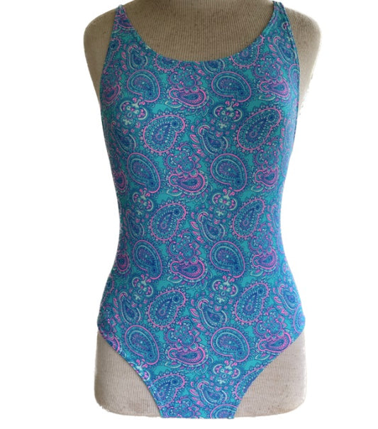 Rippled Effect Girls One Piece - Paisley