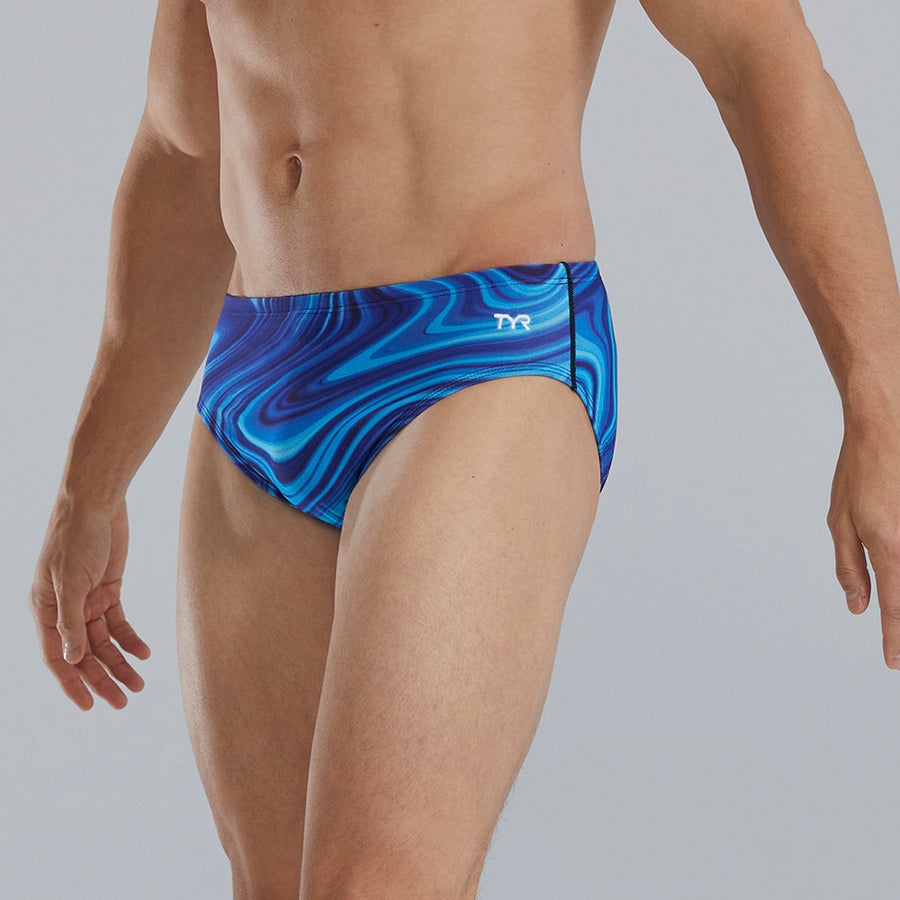 TYR Men's Durafast Elite Vitality Racer Brief - Blue