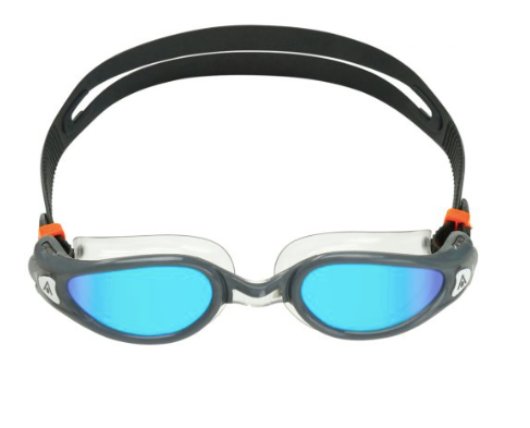 Aquasphere Kaiman Exo - Blue Titanium Mirrored Lens - Grey/Transparent Swim Goggles