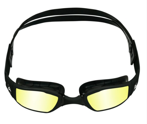 Aquasphere Ninja - Yellow Titanium Mirrored Lens - Black/Black Swim Racing Goggles