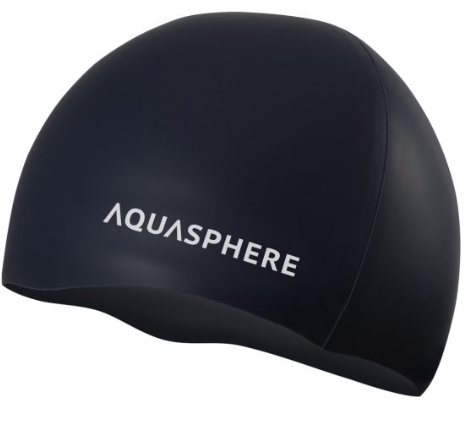 Aquasphere Plain Silicone Swim Cap Black White