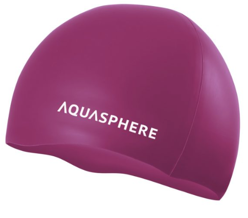 Aquasphere Plain Silicone Swim Cap Dark Pink White
