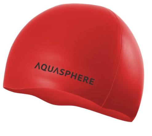 Aquasphere Plain Silicone Swim Cap Red Black