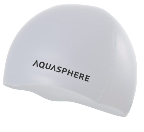Aquasphere Plain Silicone Swim Cap White Black