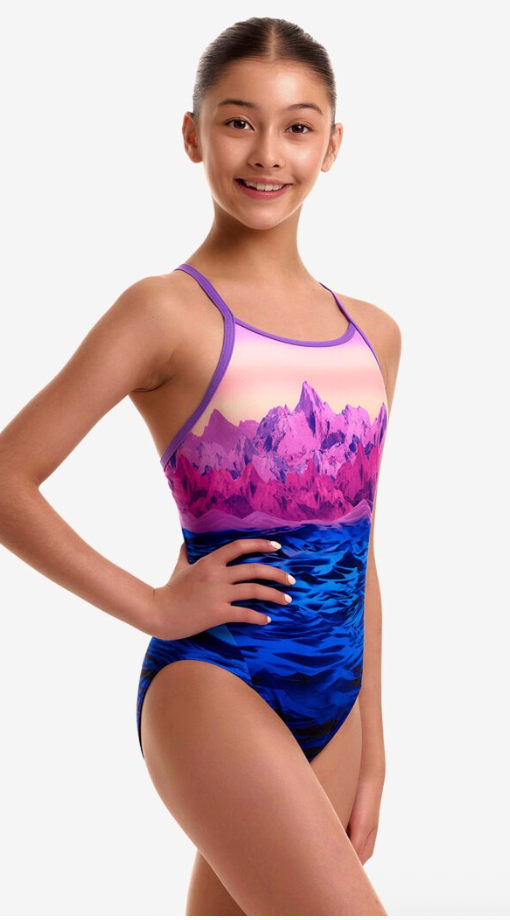 Funkita Girl's Diamond Back One Piece - Pink Peaks