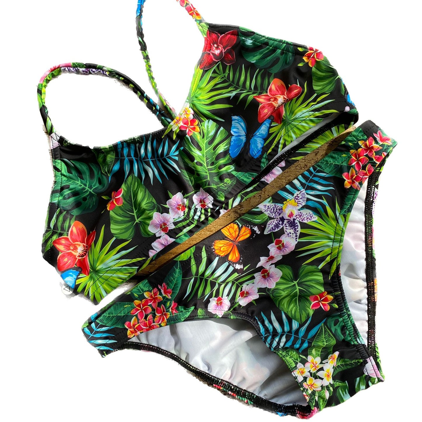 Rippled Effect Womens Two-Piece: Blue Jungle