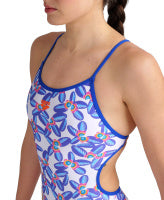 Arena Womens One Piece Lace Back - Allover Neon Blue