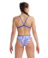Arena Womens One Piece Lace Back - Allover Neon Blue