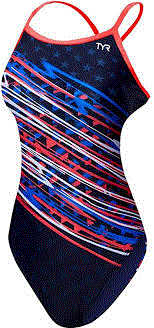 TYR Girls Durafast Victorious Crossfit Red/Blue/White
